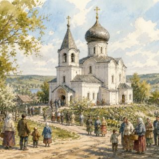 Скетч: восстановленный православный храм как центр жизни села