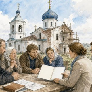 Скетч: обращение за поддержкой фонда для православного храма